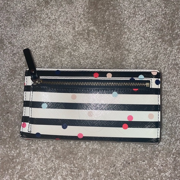 Kate Spade Black and White Striped Wallet with Colorful Dots - Picture 2 of 6